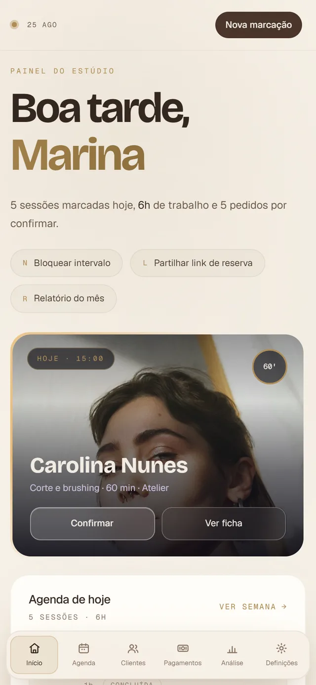 No telemóvel — ecrã do produto